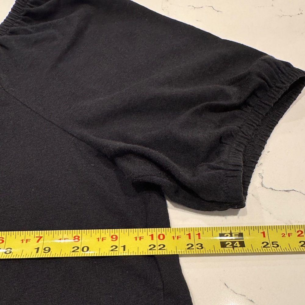 LOFT Black Women's Blouse with Smocked Square Knit Neckline Bohemian Size XL - Picture 6 of 7